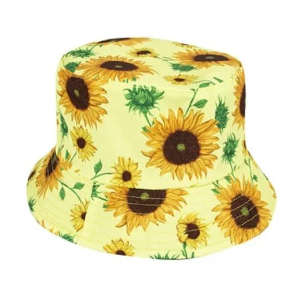 New Yellow Sunflower Bucket Hat Adult Summer Shade One Size Sunflowers Women's - Picture 1 of 1